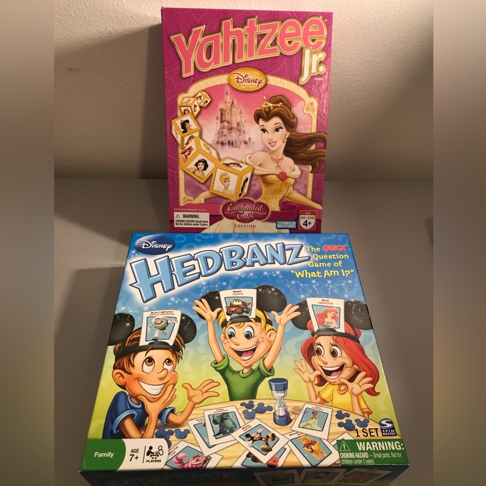 Disney Yahtzee Jr. Enchanted Tales Princess Edition and Disney Hedbanz